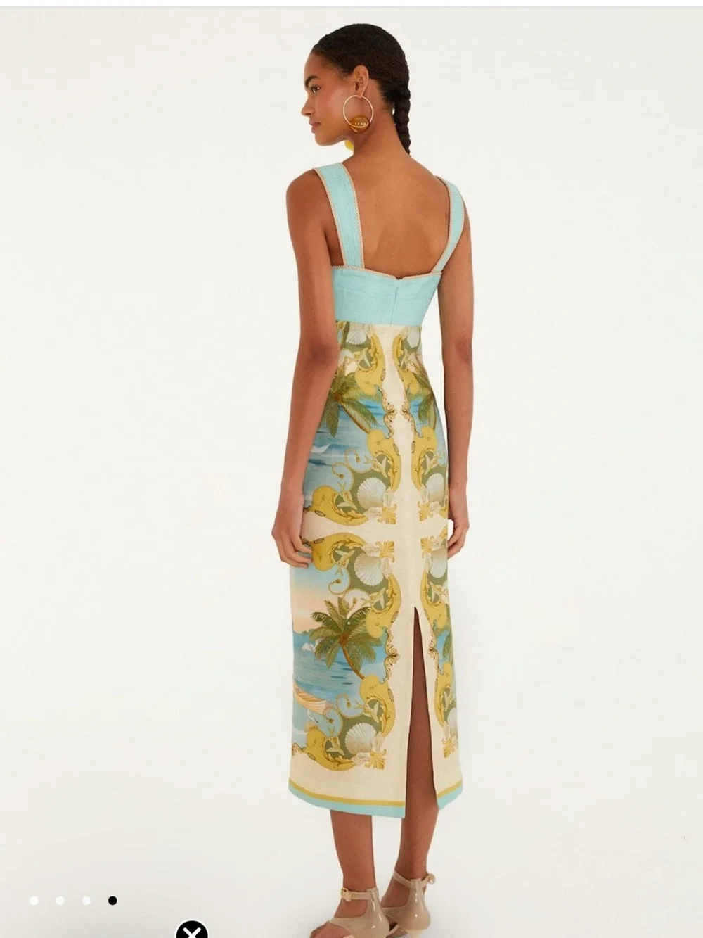 FARM Rio Multicolor Royal Sea Maxi Dress 100% Linen NWT - Picture 3 of 12